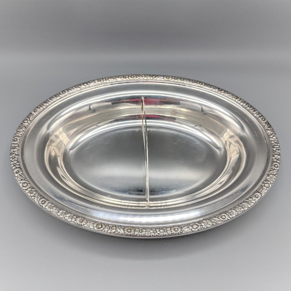 Vintage Gorham Silver Plated Oval Divided Tray 11"